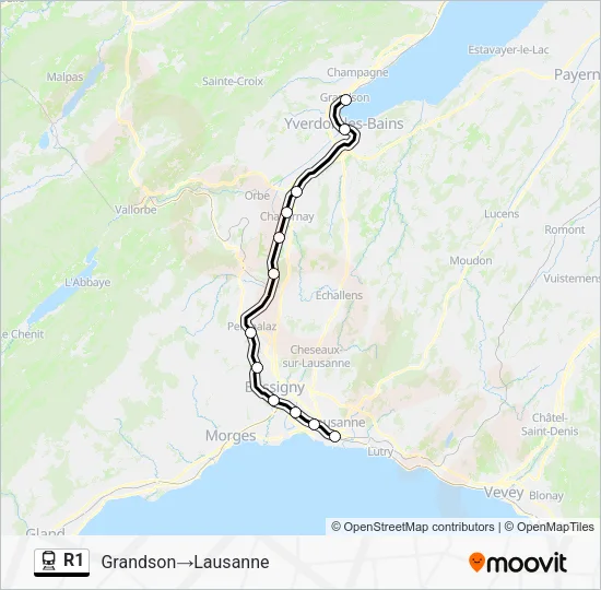 R1 Train Line Map