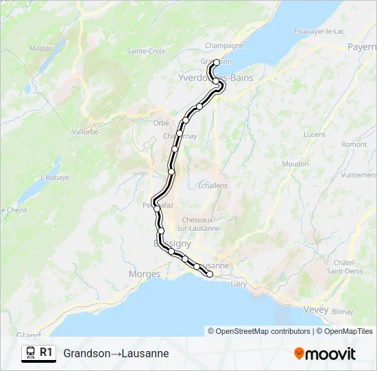 R1 Train Line Map