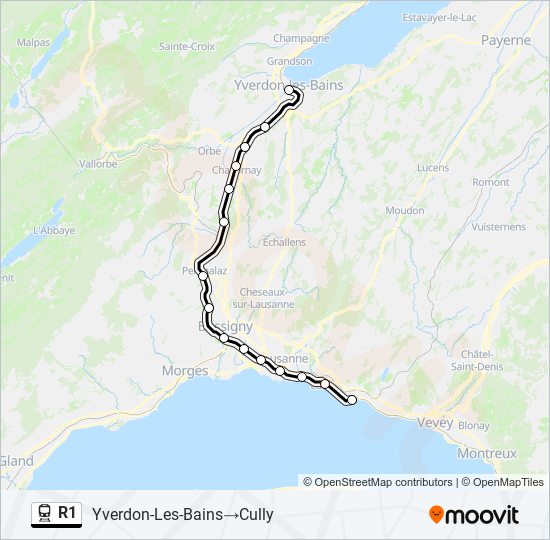 R1 train Line Map