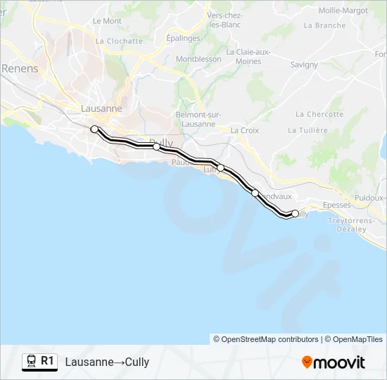 R1 Train Line Map