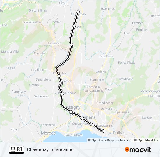R1 Train Line Map