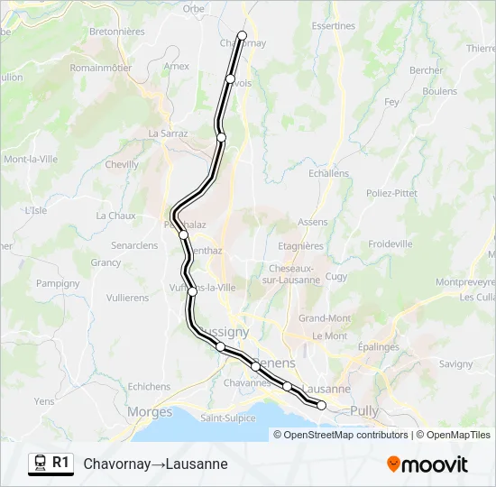 R1 Train Line Map