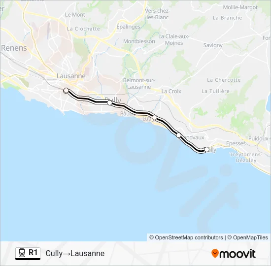 R1 Train Line Map