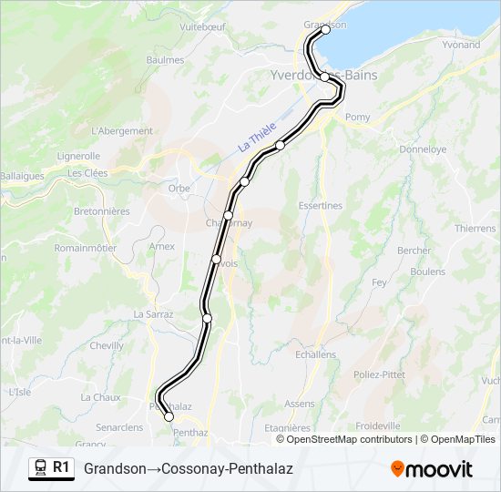 R1 train Line Map