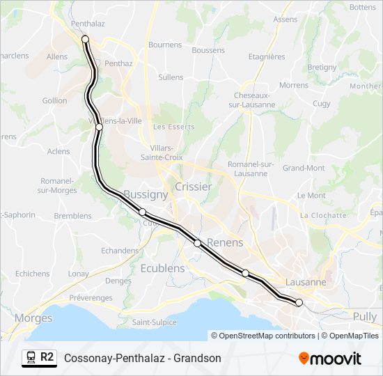 R2 train Line Map