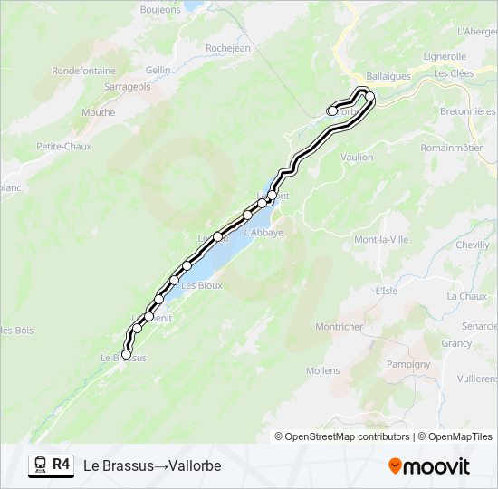 Plan de la ligne R4 de train