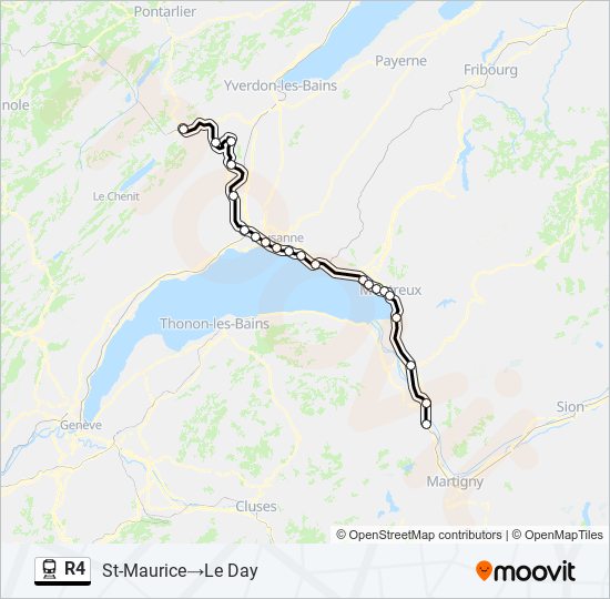 Plan de la ligne R4 de train