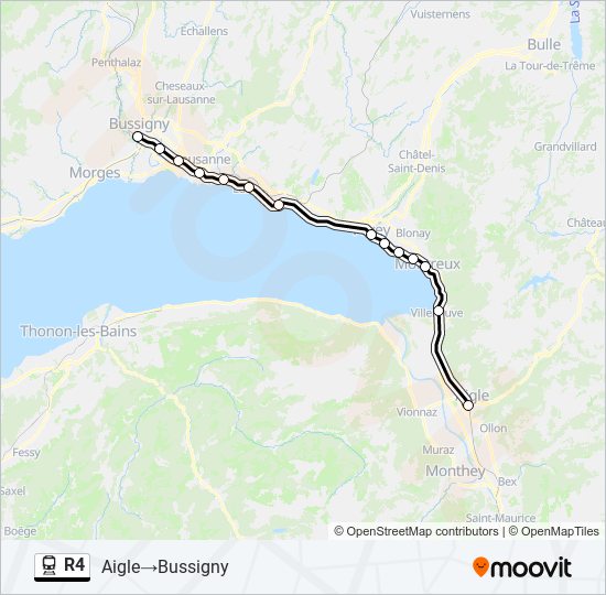 Plan de la ligne R4 de train