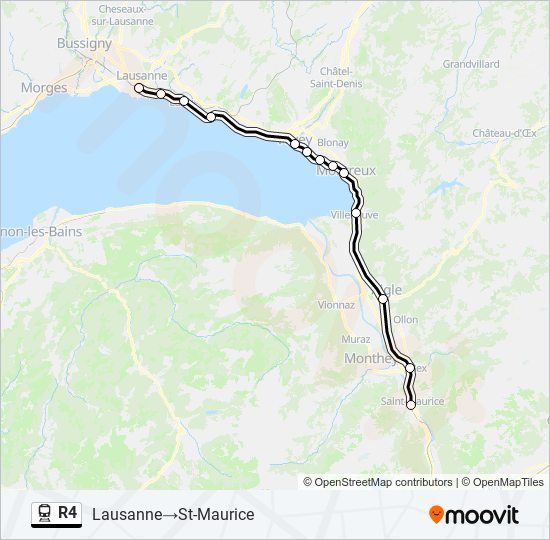 Plan de la ligne R4 de train