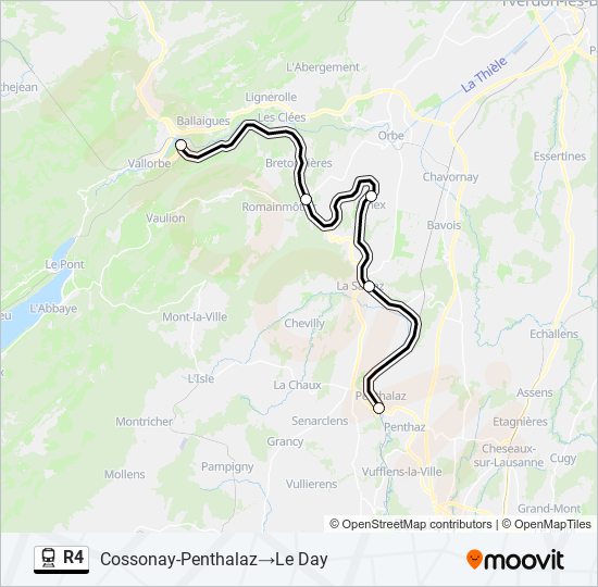 Plan de la ligne R4 de train