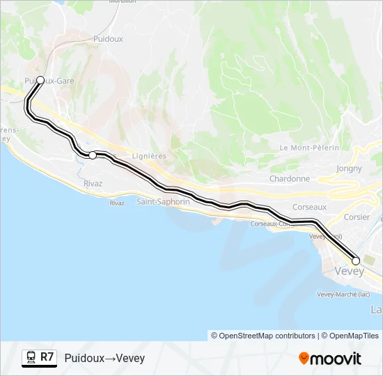 Plan de la ligne R7 de train