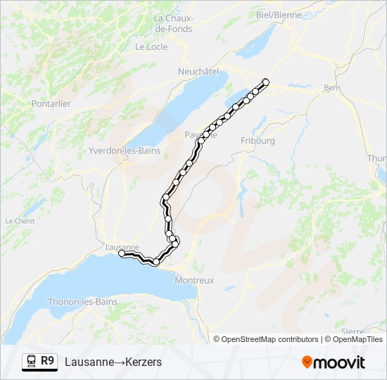 R9 train Line Map