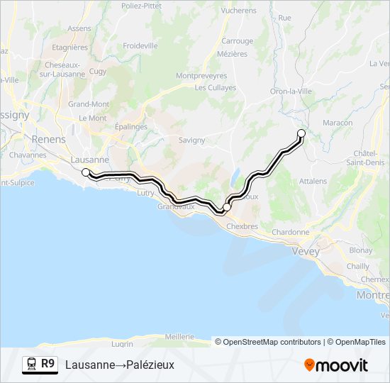 R9 train Line Map