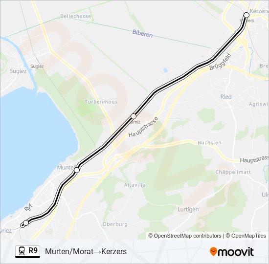 R9 train Line Map