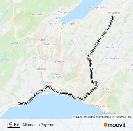 R9 Train Line Map