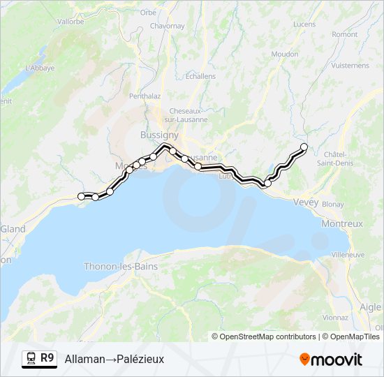 R9 Train Line Map