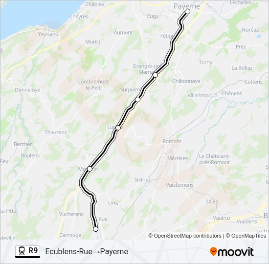 R9 Train Line Map