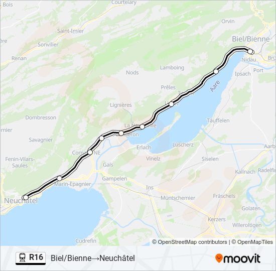 Bahnlinie R16 Karte