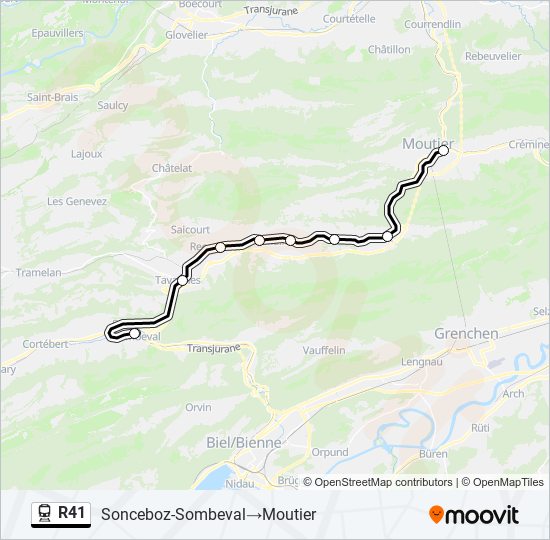 Plan de la ligne R41 de train