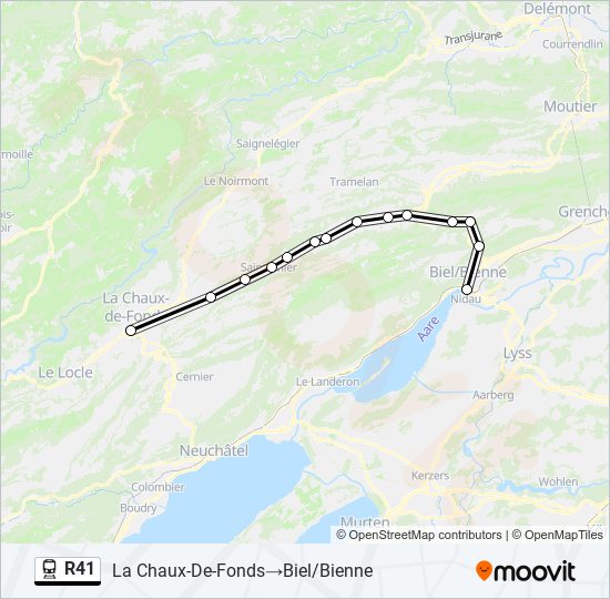 Plan de la ligne R41 de train