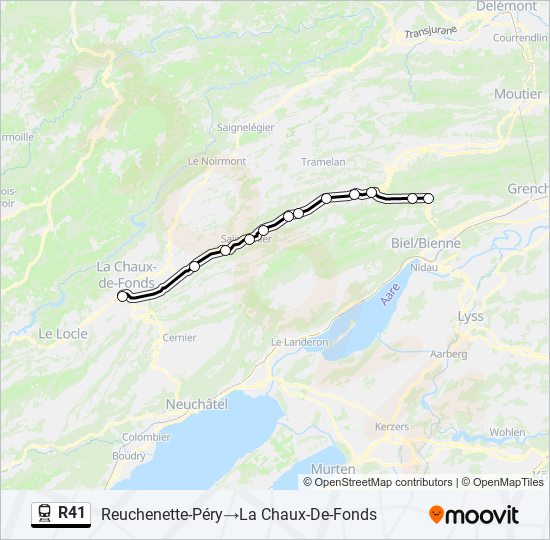 Plan de la ligne R41 de train