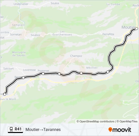 Plan de la ligne R41 de train