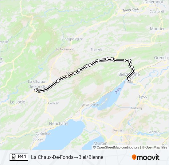 Plan de la ligne R41 de train