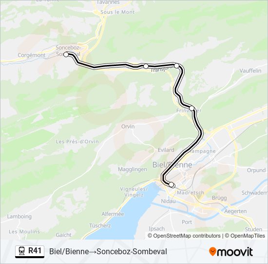 Plan de la ligne R41 de train