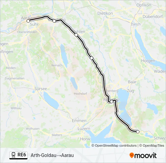 RE6 Train Line Map