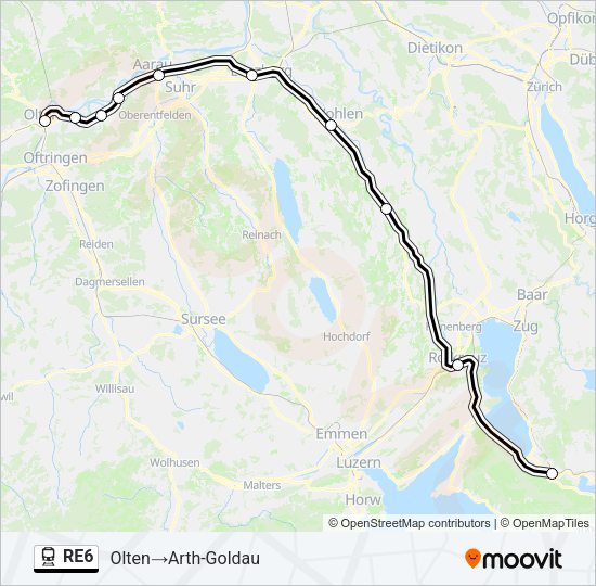 RE6 Train Line Map