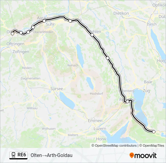 RE6 Train Line Map