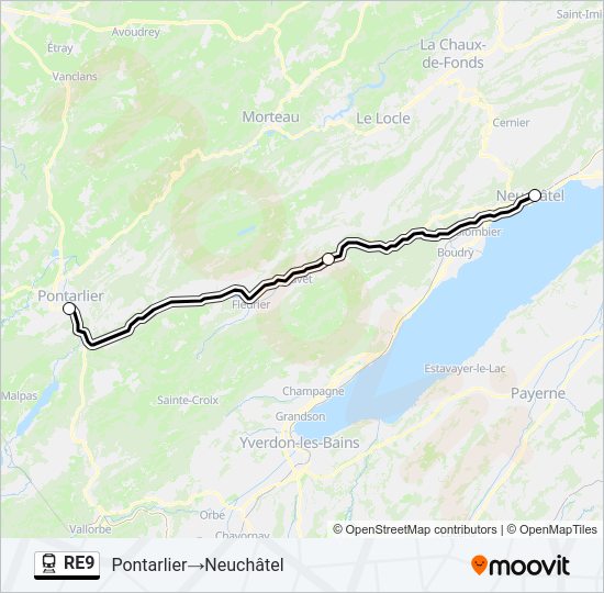 RE9 Train Line Map