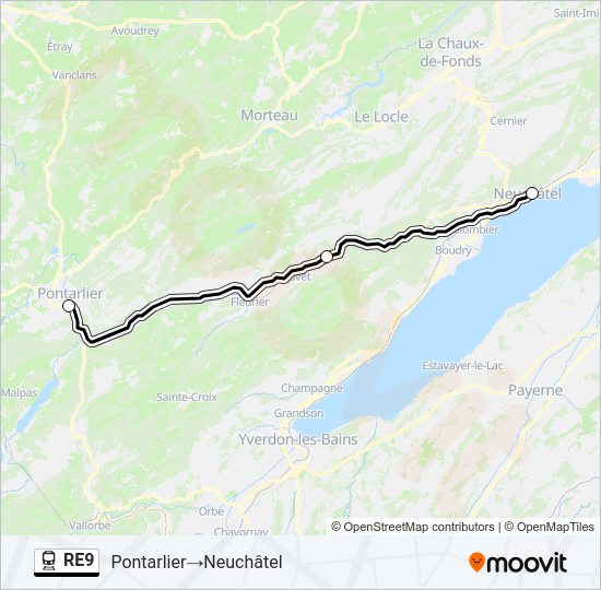 RE9 Train Line Map
