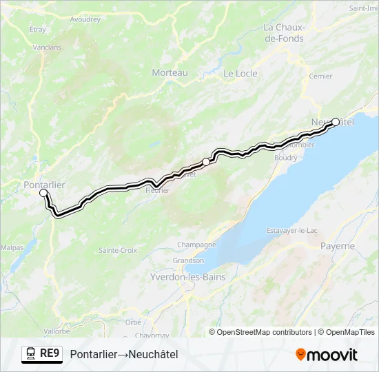 RE9 Train Line Map
