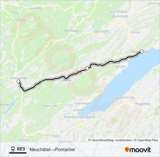RE9 Train Line Map