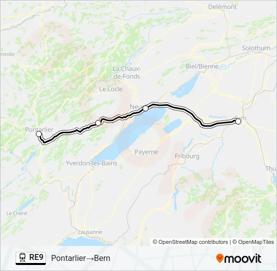 RE9 Train Line Map
