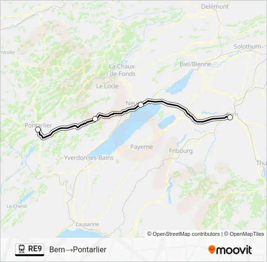 RE9 Train Line Map