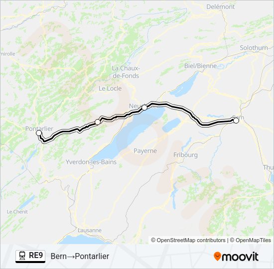 RE9 Train Line Map