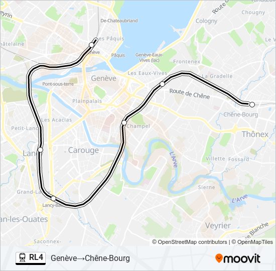 Plan de la ligne RL4 de train