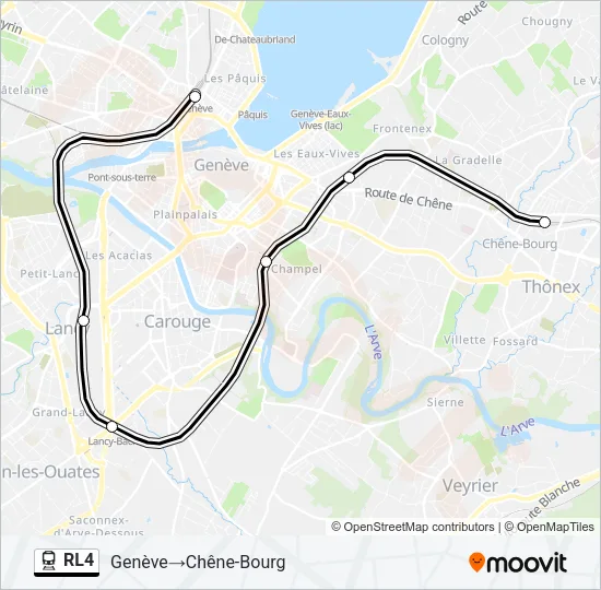 Plan de la ligne RL4 de train