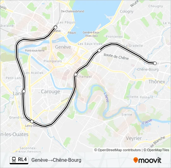 Plan de la ligne RL4 de train