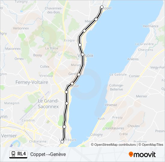 Plan de la ligne RL4 de train