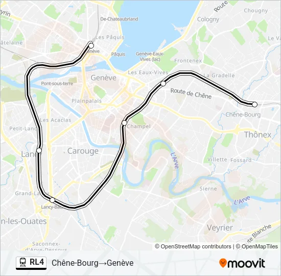 Plan de la ligne RL4 de train