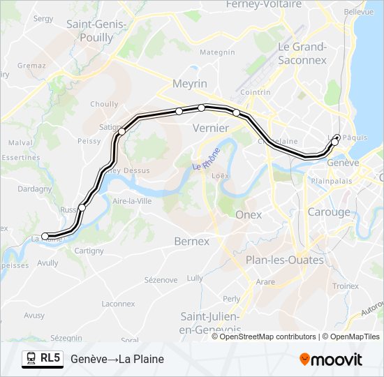 Plan de la ligne RL5 de train