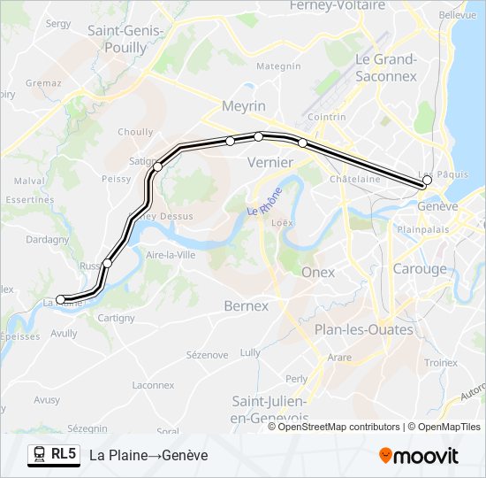 Plan de la ligne RL5 de train