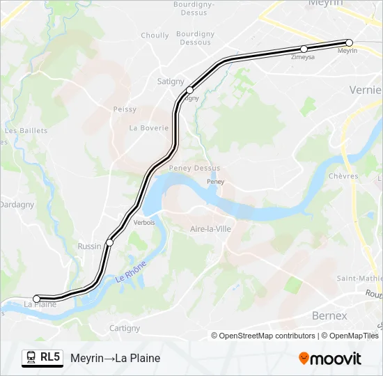 Plan de la ligne RL5 de train