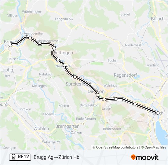 RE12 train Line Map