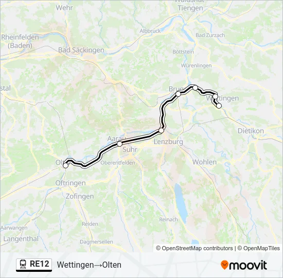 Plan de la ligne RE12 de train