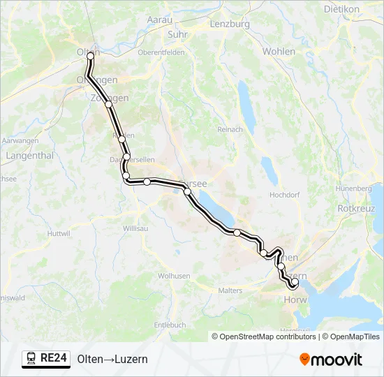 Plan de la ligne RE24 de train