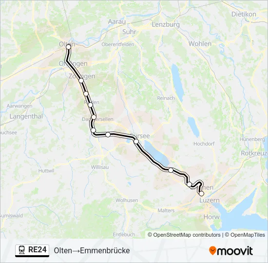 Plan de la ligne RE24 de train